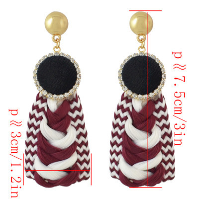 E-4489 3 Colors Women's Fashion Knitting Suede  Rhinestone Gold Plated Earrings