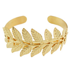 B-0877 Fashion Gold Plated Leaf Open Bangle Cuff Bracelet for Women