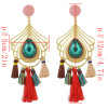 E-4497 5 Colors Bohemian Gold Alloy Big Crystal Fringe Tassel Long Drop Earrings for Women Party Jewelry