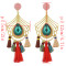 E-4497 5 Colors Bohemian Gold Alloy Big Crystal Fringe Tassel Long Drop Earrings for Women Party Jewelry