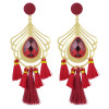 E-4497 5 Colors Bohemian Gold Alloy Big Crystal Fringe Tassel Long Drop Earrings for Women Party Jewelry