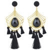 E-4497 5 Colors Bohemian Gold Alloy Big Crystal Fringe Tassel Long Drop Earrings for Women Party Jewelry