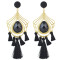 E-4497 5 Colors Bohemian Gold Alloy Big Crystal Fringe Tassel Long Drop Earrings for Women Party Jewelry