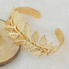 B-0877 Fashion Gold Plated Leaf Open Bangle Cuff Bracelet for Women