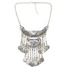 N-7003 Bohemia Silver Plated Alloy Carving Metal Resin Coin Turquoise Drop Choker Necklace Jewelry