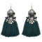 E-4502 6 Colors Boho Resin Beads Crystal Statement Thread Tassel Drop Earrings for Women Wedding Party Jewelry