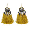 E-4502 6 Colors Boho Resin Beads Crystal Statement Thread Tassel Drop Earrings for Women Wedding Party Jewelry
