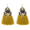 E-4502 6 Colors Boho Resin Beads Crystal Statement Thread Tassel Drop Earrings for Women Wedding Party Jewelry