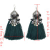 E-4502 6 Colors Boho Resin Beads Crystal Statement Thread Tassel Drop Earrings for Women Wedding Party Jewelry