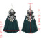 E-4502 6 Colors Boho Resin Beads Crystal Statement Thread Tassel Drop Earrings for Women Wedding Party Jewelry