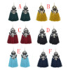 E-4502 6 Colors Boho Resin Beads Crystal Statement Thread Tassel Drop Earrings for Women Wedding Party Jewelry