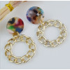 E-4504 3 Colors Fashion Gold Metal Round Acrylic Drop Earrings for Women Bohemian Wedding Party Accessories
