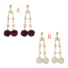 E-4503 Fashion Gold Plated Drop Earrings Rhinestone Pearl Long Chain Pendant Ball Fringe Earring