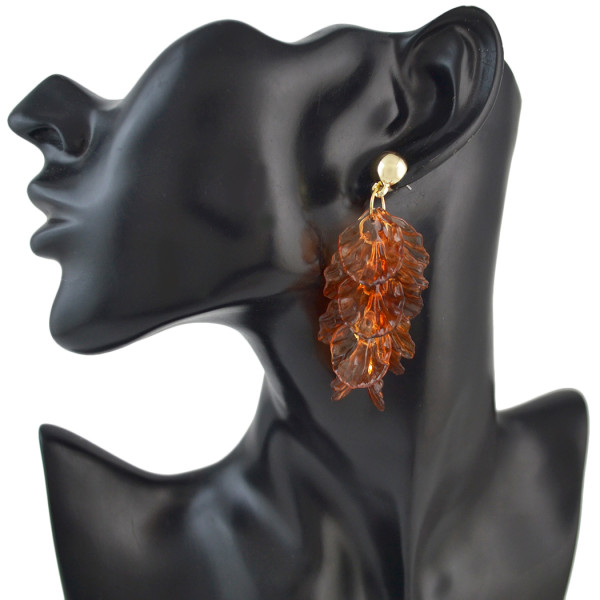 E-4507 2 Style New fashion Amber Pattern Circular Acrylic Long Drop Earrings Jewelry