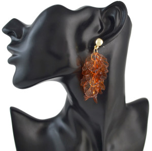 E-4507 2 Style New fashion Amber Pattern Circular Acrylic Long Drop Earrings Jewelry