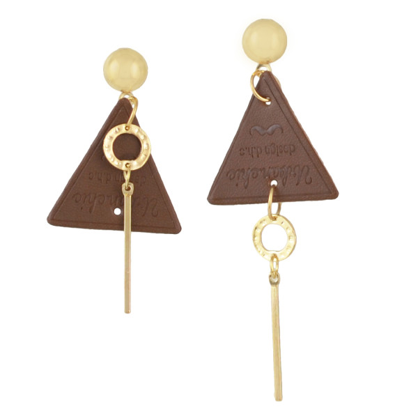 E-4510 Personality Punk Irregular Long Triangle Leather Earring for Women