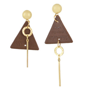E-4510 Personality Punk Irregular Long Triangle Leather Earring for Women
