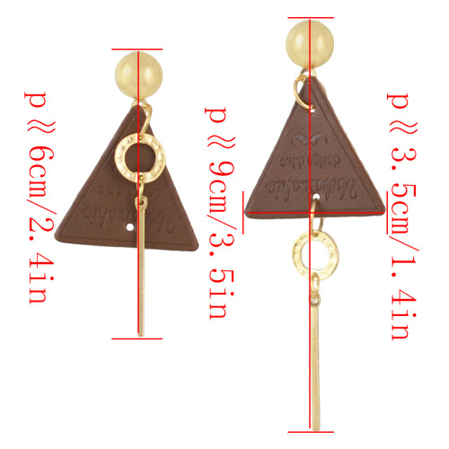 E-4510 Personality Punk Irregular Long Triangle Leather Earring for Women
