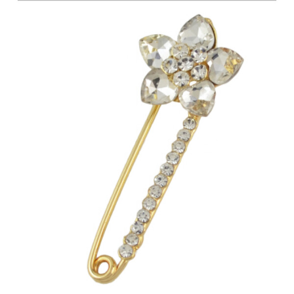 P-0397 3 Colors Flower Shape Rhinestone Brooches for Women Collar Lapel Pins Fashion Party Jewelry