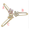 P-0397 3 Colors Flower Shape Rhinestone Brooches for Women Collar Lapel Pins Fashion Party Jewelry