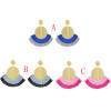E-4511 Fashion Gold Metal Statement Drop Dangle Earring Acrylic Tassel Thread Long Earrings for Women Bridal Jewelry