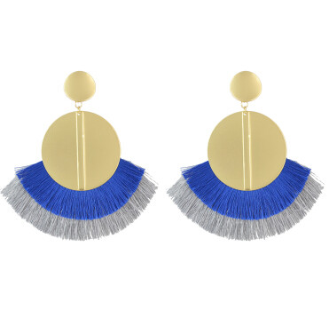 E-4511 Fashion Gold Metal Statement Drop Dangle Earring Acrylic Tassel Thread Long Earrings for Women Bridal Jewelry