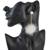 E-4512 Korean Sweet Long Drop Earrings Plush Ball Pendant Stud Earring Women Girls Ear Accessory