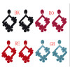 E-4515 4 Colors Flower Shape Flocking Acrylic Earrings for Women Wedding Party Birthday Gift Jewelry