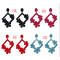 E-4515 4 Colors Flower Shape Flocking Acrylic Earrings for Women Wedding Party Birthday Gift Jewelry