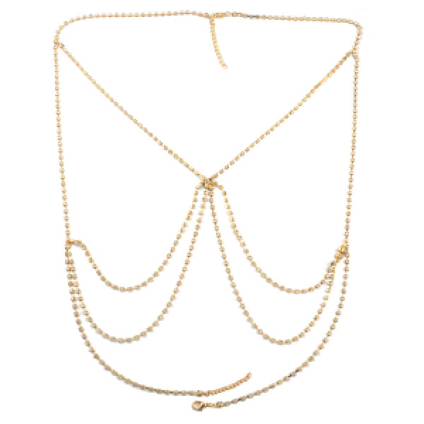 N-7016 Sexy Bikini Bralette Chain Harness Necklace Crossover Body Bra Chain for Women