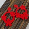 E-4517 4 Colors Flower Shape Flocking Acrylic Earrings Big Earrings Party Jewelry
