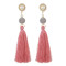 E-4513 New Fashion 3Colors Crystal  Rhinestone Pearl Thread tassel pendant Earrings