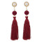 E-4513 New Fashion 3Colors Crystal  Rhinestone Pearl Thread tassel pendant Earrings