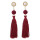 E-4513 New Fashion 3Colors Crystal  Rhinestone Pearl Thread tassel pendant Earrings