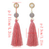 E-4513 New Fashion 3Colors Crystal  Rhinestone Pearl Thread tassel pendant Earrings