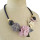 N-7019 New Fashion Silver Plated Crystal Rhinestone Pearl Leather Flower Choker Necklace