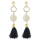E-4514 Handmade Gold Plated Long Drop Earrings Bohemian Tassels Rhinestone Stud Earring