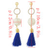 E-4514 Handmade Gold Plated Long Drop Earrings Bohemian Tassels Rhinestone Stud Earring