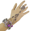 B-0709 Hot Sale Retro Vintage Sterling Silver Gemstone Long Tassel Chain Bracelet with Lovely Small gecko shape Bracele Jewelry