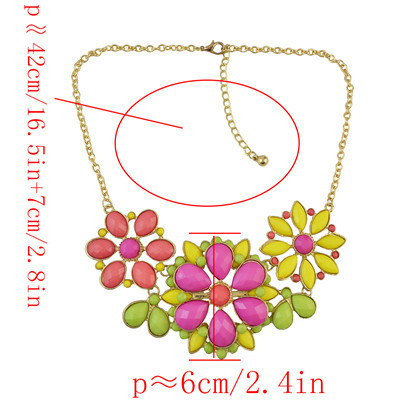 N-0141 3 Colors Gold Plated Acrylic Flower Shape Necklace Women Jewelry