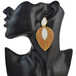 E-4532 3 Colors Water Drop Shape Wood Stripes Acrylic Elegant Earrings Women Jewelry