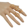 R-1494 Fashion Women Hollow Flower Gold Silver Chain Link Crystal Knuckle Adjustable Finger Ring Party Jewelry