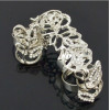R-1494 Fashion Women Hollow Flower Gold Silver Chain Link Crystal Knuckle Adjustable Finger Ring Party Jewelry