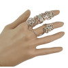 R-1494 Fashion Women Hollow Flower Gold Silver Chain Link Crystal Knuckle Adjustable Finger Ring Party Jewelry