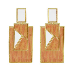 E-4533 3 Colors Bohemian Gold Plated Geometric Shape Acrylic Earrings Jewelry