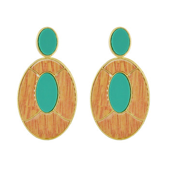 E-4534 Fashion Geometry Oval Pendant Drop Dangle Earrings