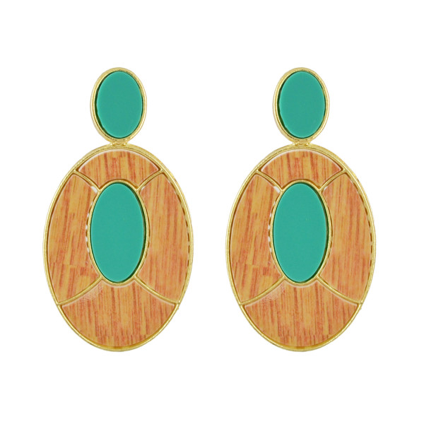 E-4534 Fashion Geometry Oval Pendant Drop Dangle Earrings