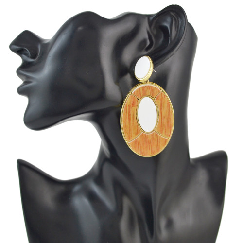 E-4534 Fashion Geometry Oval Pendant Drop Dangle Earrings