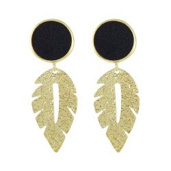 E-4530 Bohemian Circle Velvet Gold Alloy Leaf Water Drop Shape Dangle Earrings For Women Engagement Gift