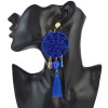 E-4539 Bohemian Fringe Charms Vintage Thread Flower Pattern  Acrylic Gemstone Women Tassel Pendant Elegant Dangle Earrings